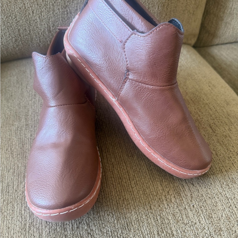 Brown Faux Leather Slip-On Shoes